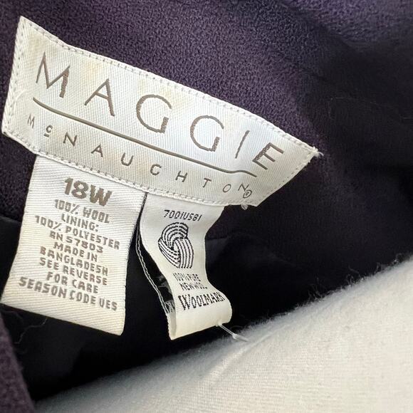 Vtg Maggie McNaughton 100% Wool Blazer Jacket 18W Purple Button 90s Notch Lapel - Picture 7 of 8